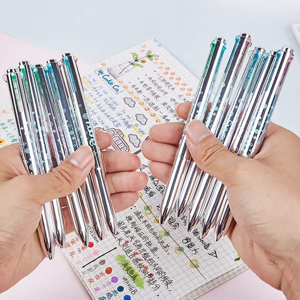 Set mit 6 Stück einziehbaren 4-Farben-Neutralstiften für Notizen, Journaling und Schulbedarf. – Detail 7