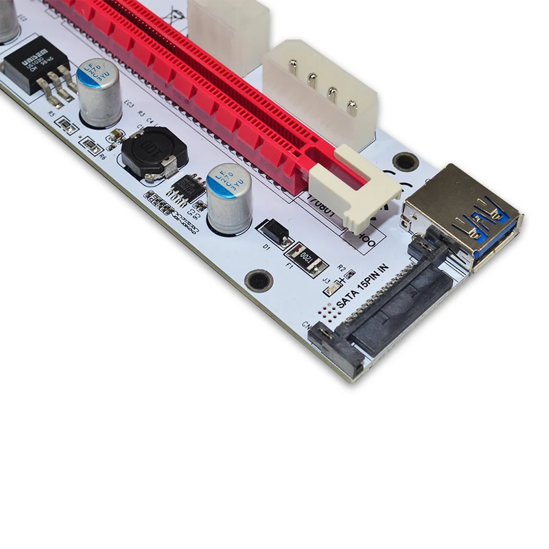 M.2 NGFF ไปยัง PCI-E ช่อง X16การ์ดโอนเหมือง M.2ไรเซอร์พร้อม6Pin ซาต้า4Pin โมเล็กซ์ไรเซอร์การ์ดสำหรับการขุดบิตคอยน์