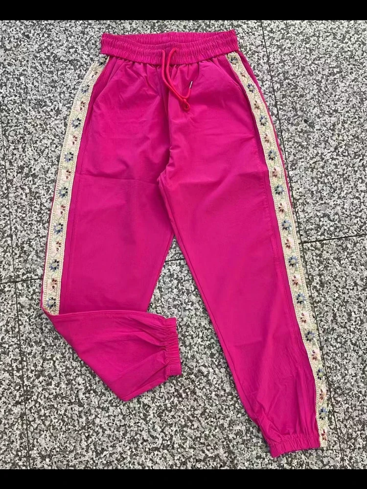 2025 EWEE Spring Summer New Ice Silk Pants Women's Side Air Conditioning Pants Leisure Ankle-Length Sports Pants
