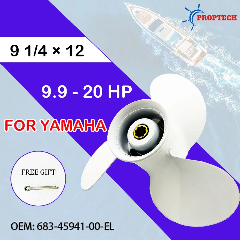 

For Yamaha 9.9hp 15hp 20hp Outboard Propeller 9 1/4*12 Boat Motor Aluminum Alloy Screw Ship Marine Engine 3 Blade 8 Spline