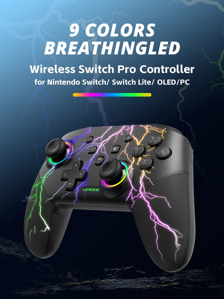 Wireless Controller For Nintendo Switch OLED Console Pro Gamepad with Rechargeable Battery Programmable Turbo Function RGB Light image 2