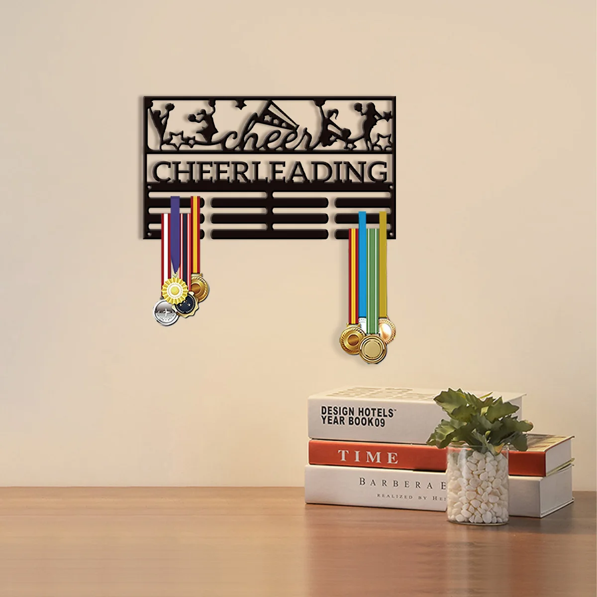 1 brilliant personalized customization cheerleader Large capacity medal display rack with 50 customizable names, wall mounted m view 3