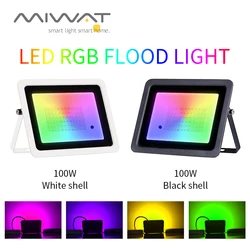 ไฟสาดแสง RGB 100W 50W 30W 20W IP68สะท้อนแสง RGB กันน้ำสปอตไลท์ไฟ LED โปรเจคเตอร์110V/220V โคมไฟสวนกลางแจ้ง