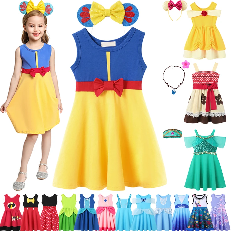 

2024 Disney Summer Casual Dresses for Girls Cute Summer Casual Skirt Holiday Clothes Elsa Anna Costumes Girls Clothes 2 8 Years