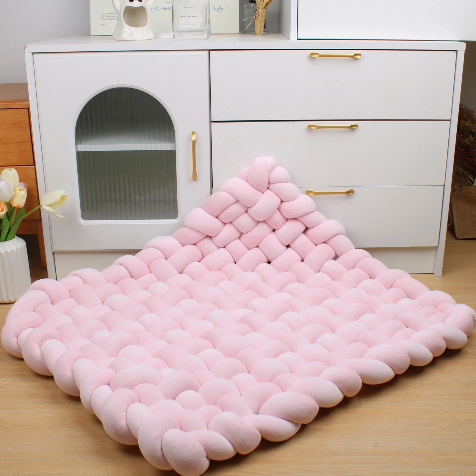 70X80CM Infant Playing Climbing Mat Photo Props Blanket Cushion Baby Knot Braid Bumper Blanket Braid Mat Decoration For Home