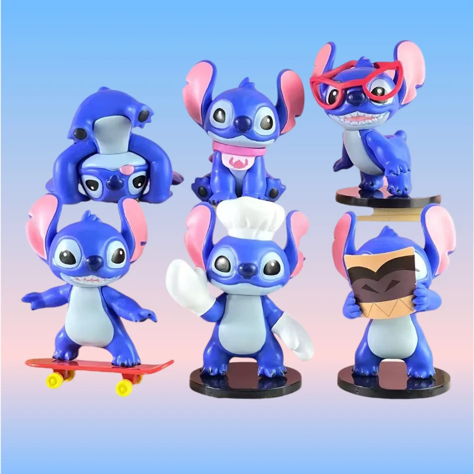 6 pz/CALDO Disney Cute Stitch Serie Action Figure Doll Mistero Cieco Scatola Sorpresa Giocattolo Da Collezione Regali Di Natale/Compleanno