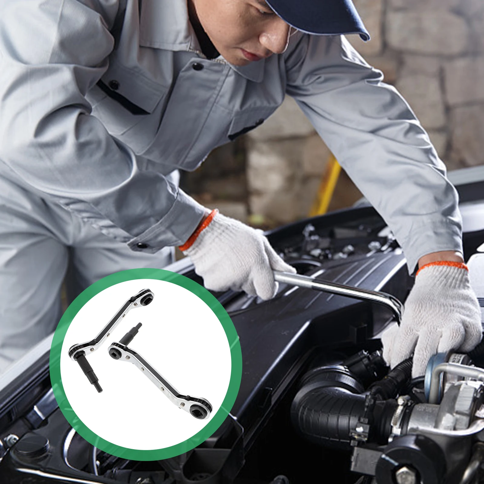 

1 set Dual End Ratchet Wrench Refrigeration Service Spanner Quick Repair Tool High Hardness Anti Rust Slim Lightweight Auto Ac