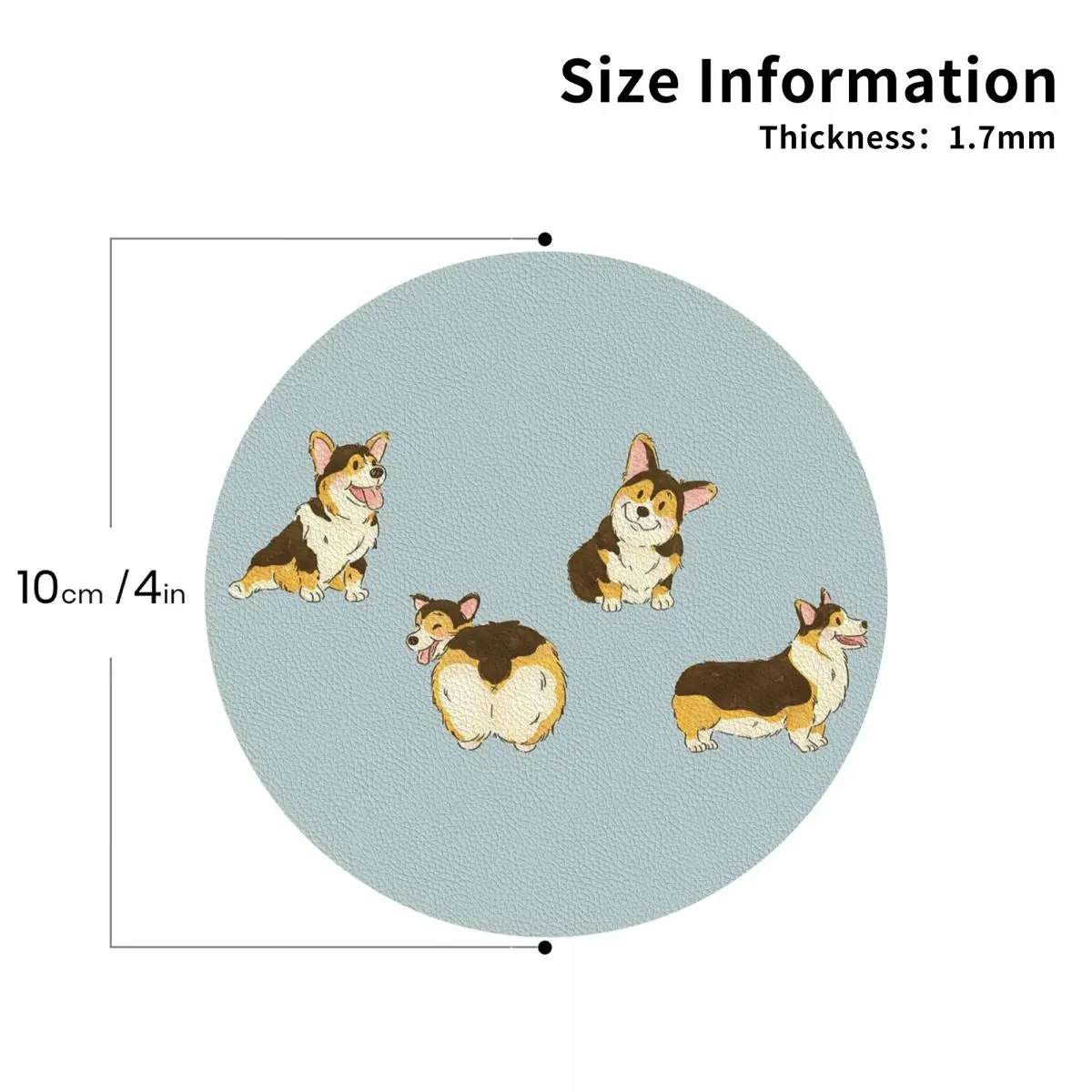 Tri Color Corgi Dog Coasters PVC Leather Placemats Waterproof Coffee Mats for Decor Home Dining Pads Set of 6