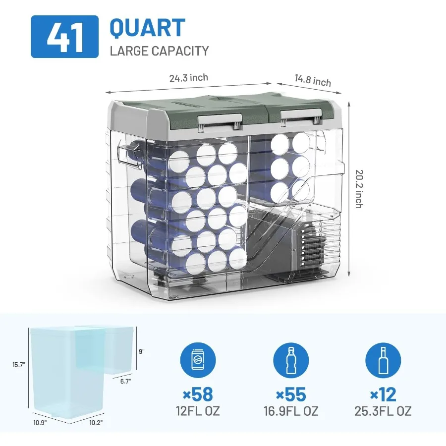 ثلاجة سيارة 12 فولت ثلاجة محمولة للسيارة ثلاجة 12 فولت منطقة مزدوجة 41 كوارت ثلاجة محمولة للسيارة -468 12 فولت/24 #2