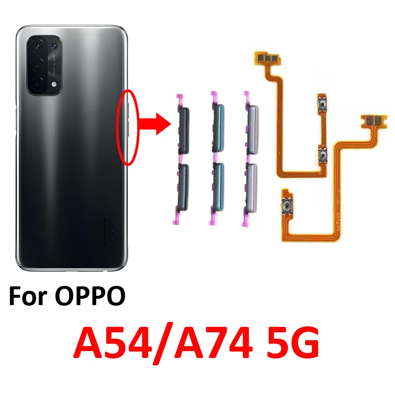 Phone Volume Button Flex Cable For Oppo A54 A74 5G CPH2195 CPH2197 New Up Down External Key Internal Flex Repair Parts Black image 2