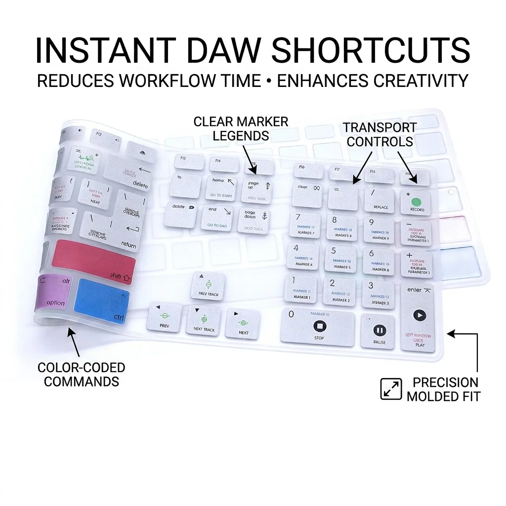 Logic Pro X Shortcuts Hotkey Design Keyboard Cover Skin US&EU for iMac G6 MB110LL/B MB110LL/A A1243 Keyboard with Numeric Keypad