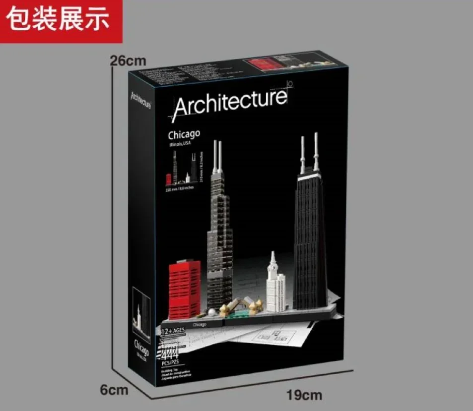 Décennie s de construction à assembler pour enfants, kit de modèle classique, nouvelle collection d'architecture Skyline, Chicago 21033, Berlin 21027, Venise 21026, bricolage