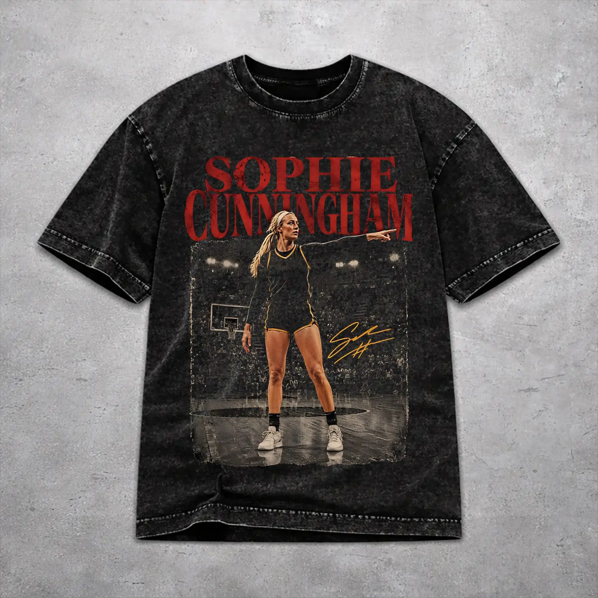 Men Women Vintage Washed T-shirts Sophie Cunningham Point Print T Shirt Accessories High Street  Tee Shirt