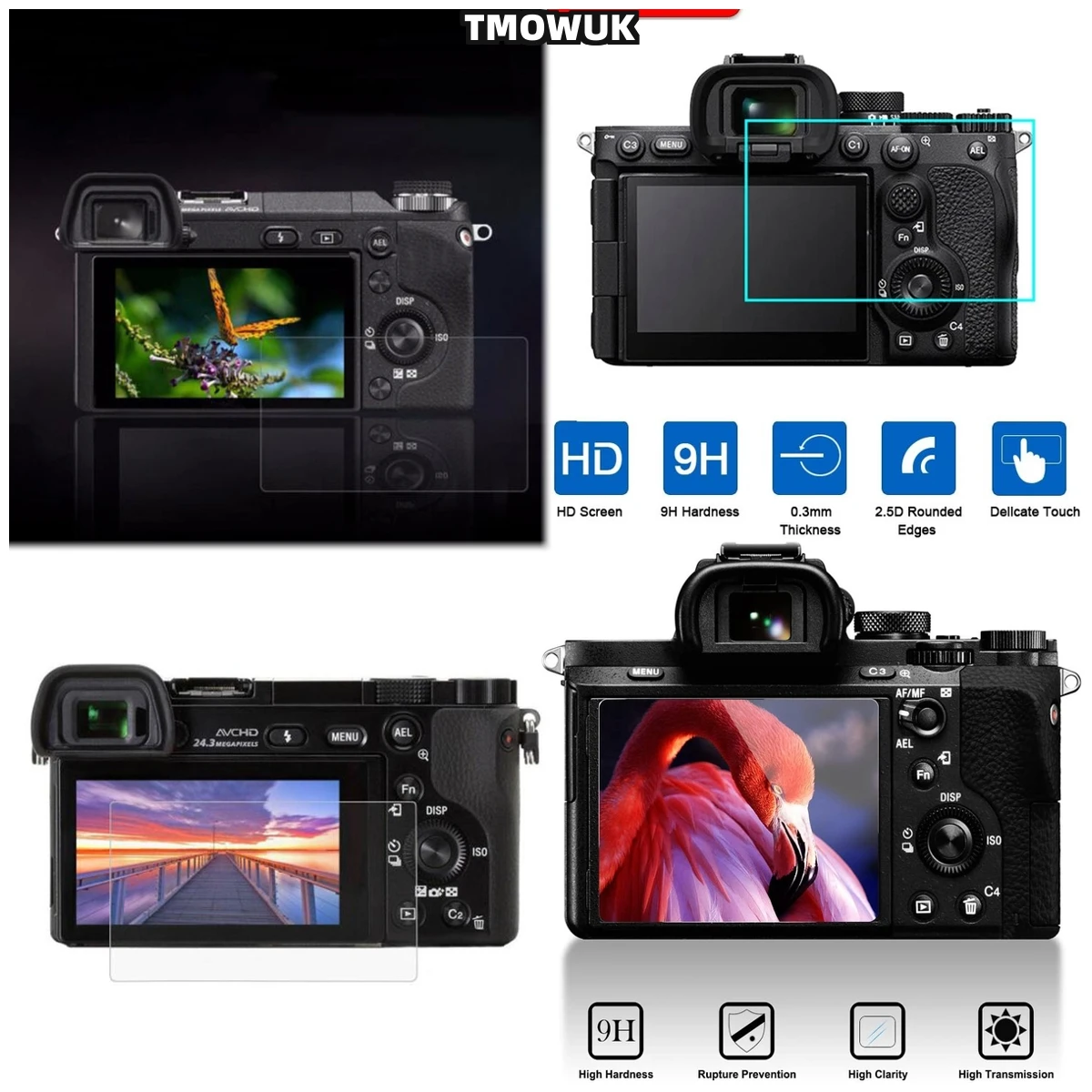 

For A7RII A7RIII A7R4 A7R4A A7SMII A7RMII A7MII A7MIII 9H Tempered Glass LCD Film Scratch-Resistant HD Clear