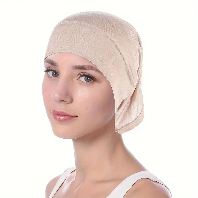 2024 New Simple Monochrome Turban Undercap Casual Versatile Elastic Modal Hijab Cap Outdoor Breathable Inner Hijabs Cap