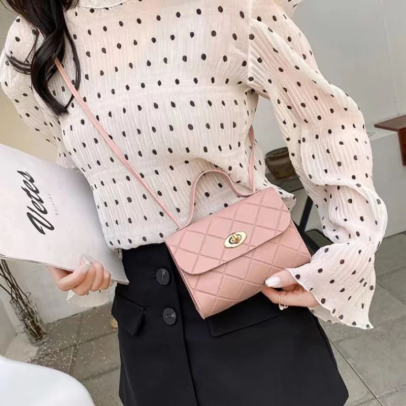 Lingge Women\'s Messenger Bag Fashion Luxury Phone Bag PU Leather Small Shoulder Bag Designer Popular Handbag Women Coin Purse