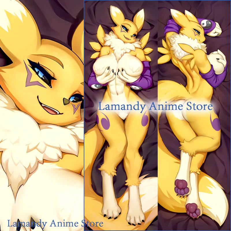 

Dakimakura Anime Renamon Digimon Double Sided Print Pillowcase Life Size Body Pillow Cover