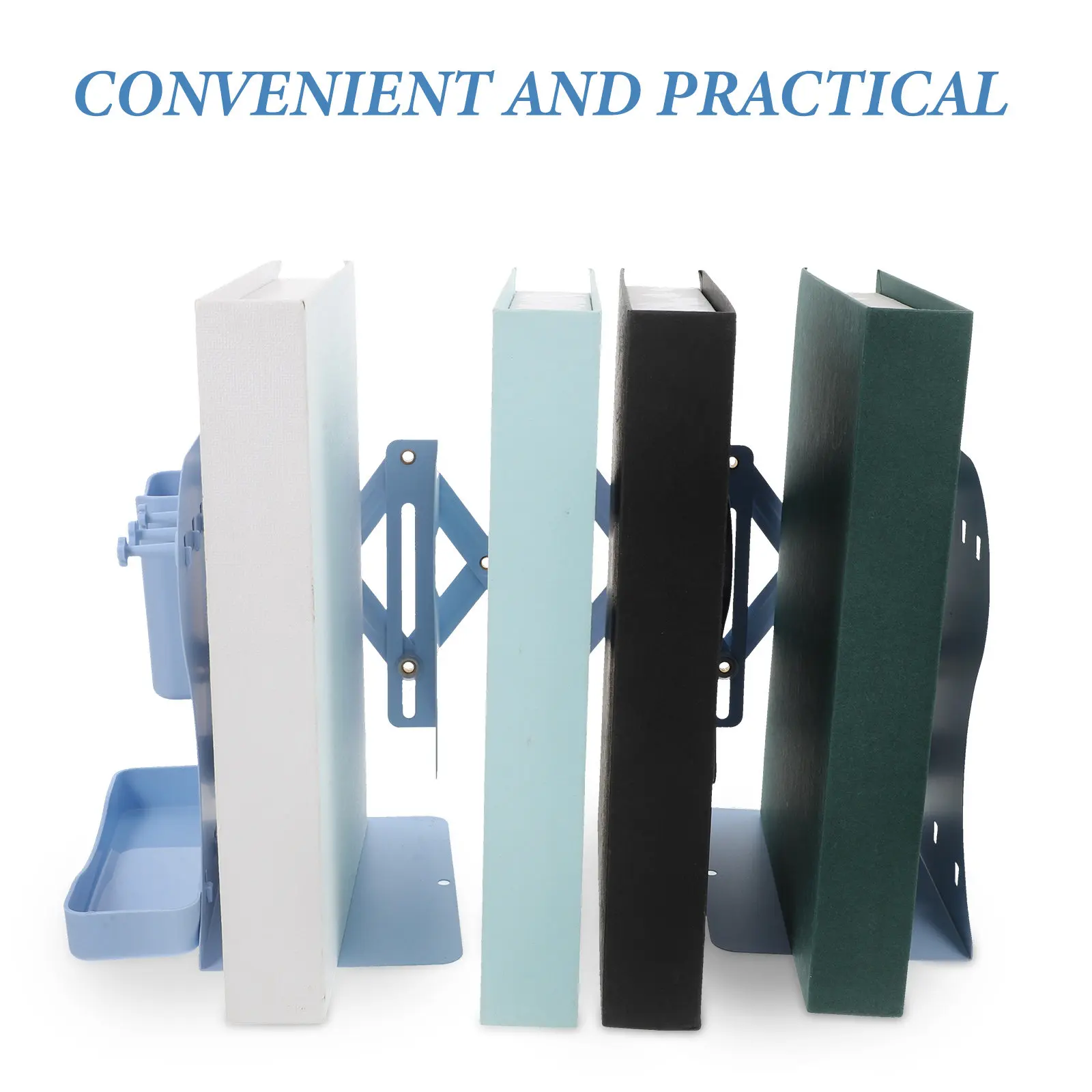 Expandable Adjustable Bookend Heavy Duty Metal Desktop Book Stand Organizer with Pen Holder File