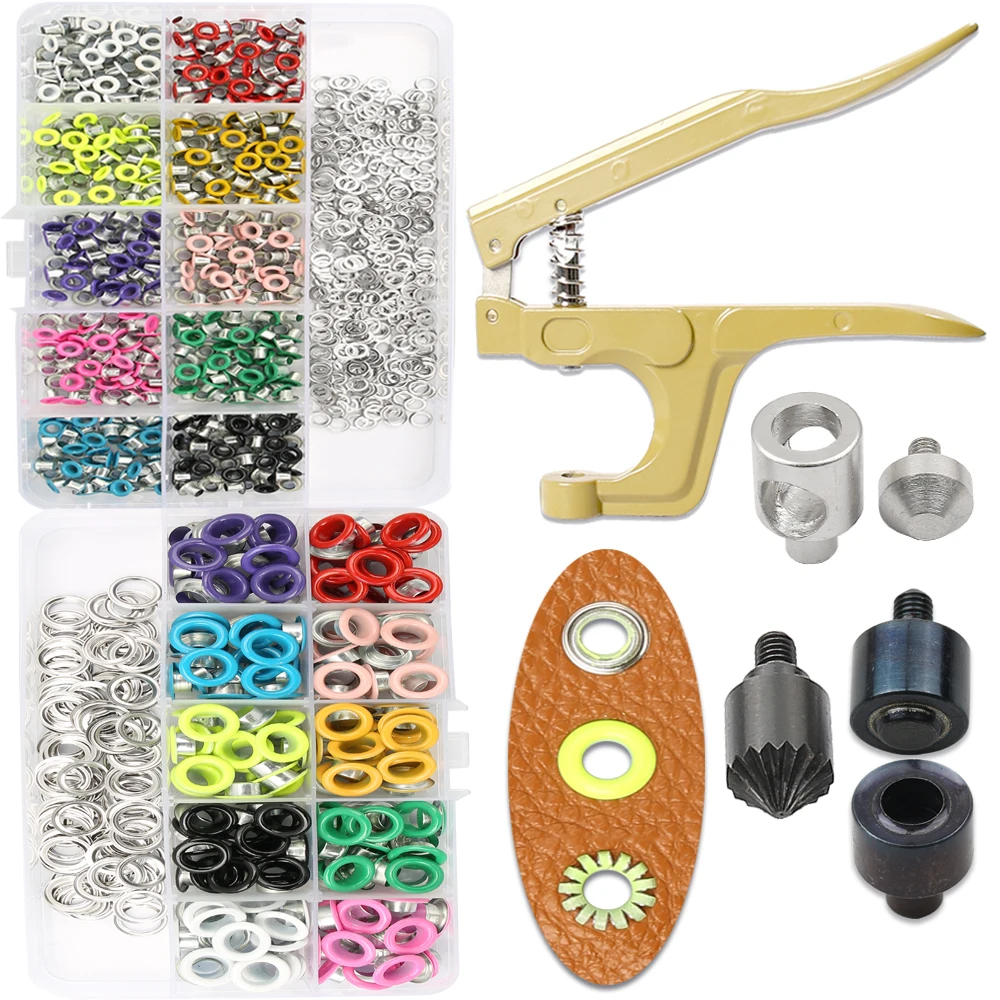 

3-10mm Punching Tool Color Metal Eyelets Multifunctional Pliers Kit Leather Grommet Round Eye Rings DIY Shoes Belt Scrapbooking