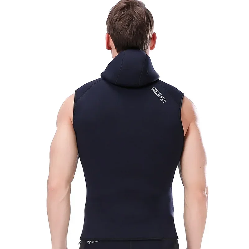 3mm Hooded Warm Diving Vest Neoprene Sleeveless Surfing Wetsuit Split Suit Vest with Head Covering