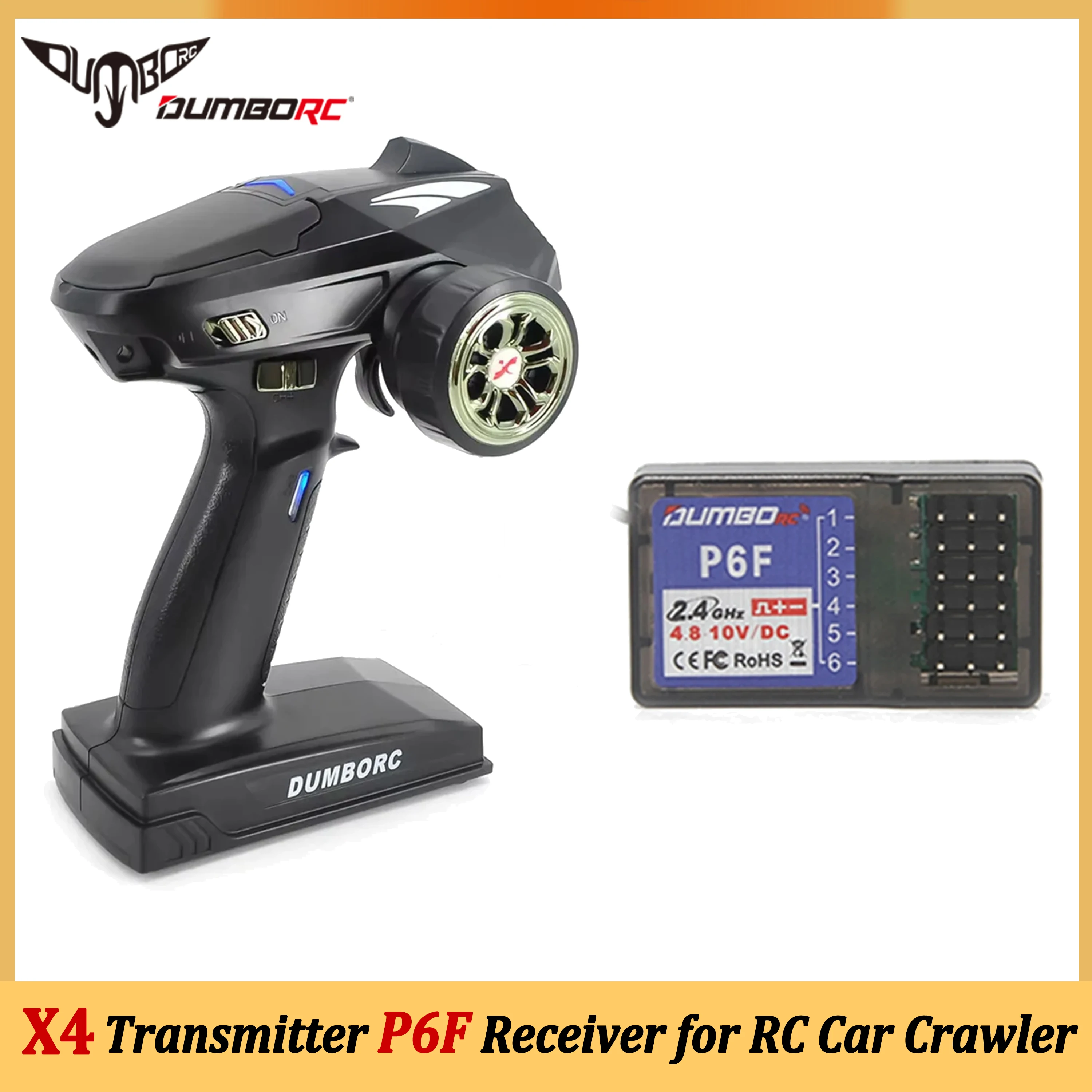 

DUMBORC 2.4G X4 6CH Transmitter with P6F Receiver Remote Control for RC Car Crawler Truck Robot Axial Wltoys SCX10 Model Parts