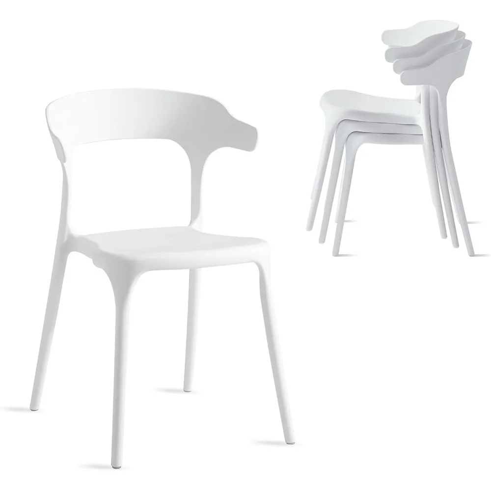 

Green Plastic 5-Piece Dining Set, 4 Chairs and Round Table (Nara White, Classic White)