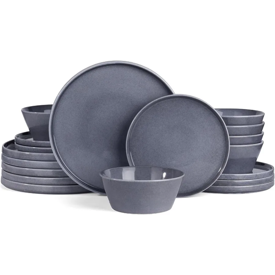 

Наборы тарелок и мисок Annecy, наборы столовой посуды из камня, набор посуды для 6, 18 предметов, набор посуды ручной работы, микроволновая печь и Di