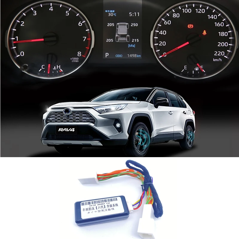 Smart Car TPMS Tyre Pressure Monitoring System Digital LCD Dash Board Display Auto Security Alarm for Toyota Rav4 2019 2020 Xa50