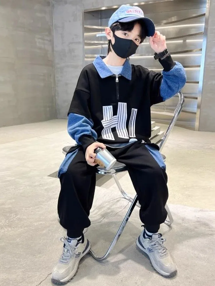 Boys' Fake Two Piece Spring And Autumn Set Children's Two Piece Sets For Children Children's Clothing Baby Summer Clothes image 4