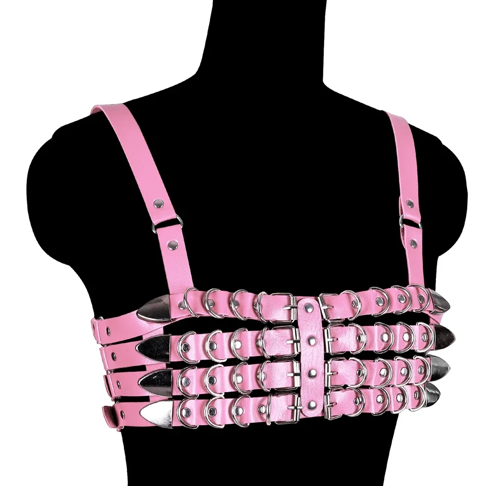 Bondage Body Harness Learther Underwear Tops Cage Bra Pastel Gothic Cage Goth Sexy Lingerie Bra Fetish Body Harness Belt Rave