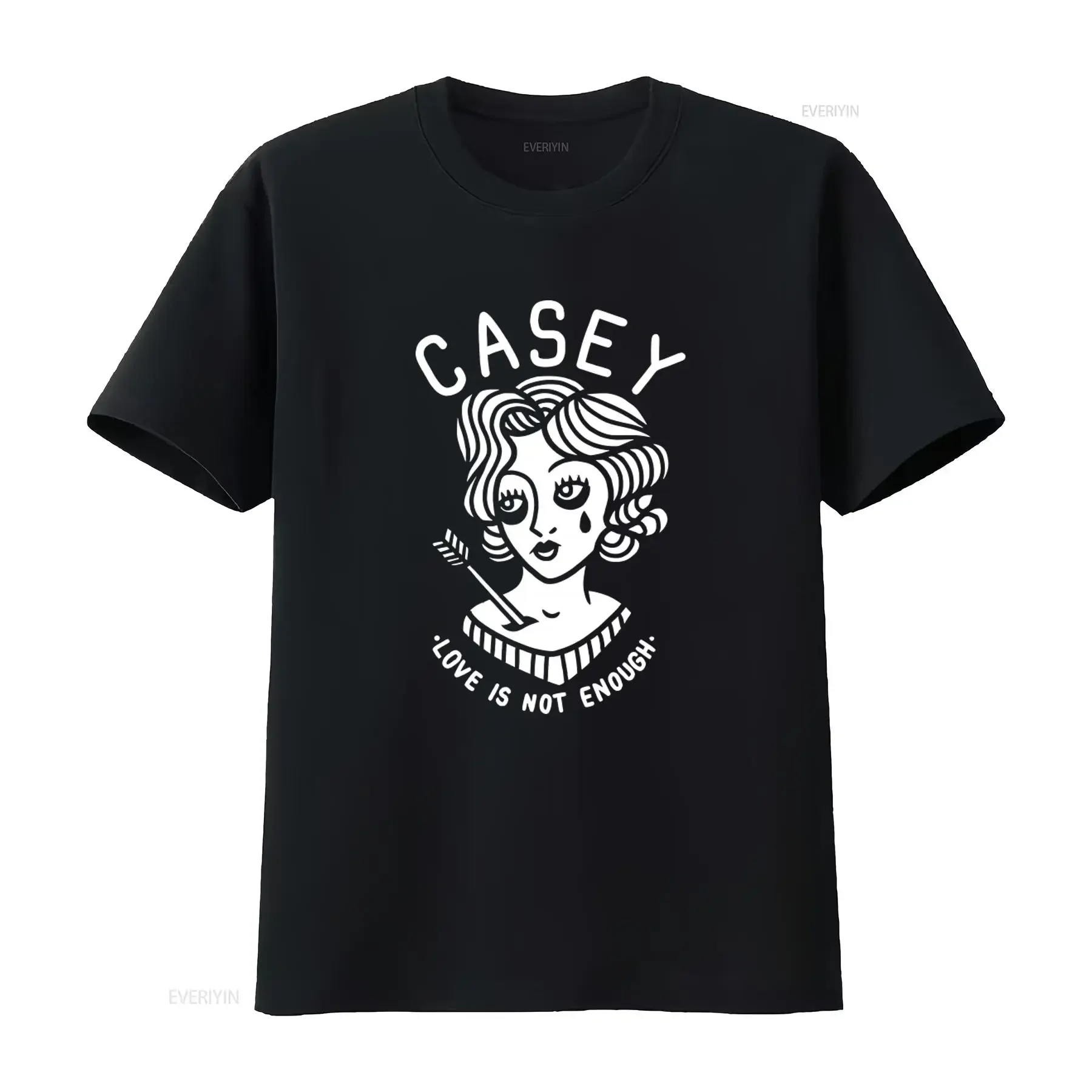 CASEY Love Is Not Enough T Shirt Woman With Arrow Design for Melodic Hardcore Fans vintage Washed fashion streetwear Soft homme