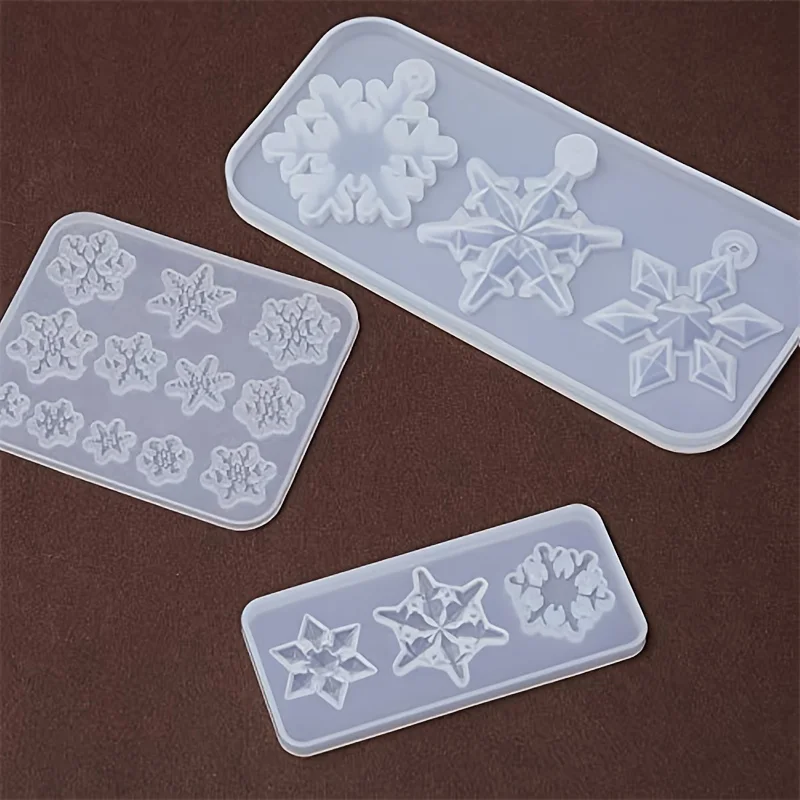 3 Pieces Snowflake Silicone Moulds, DIY Silicone Pendant Mold Making Resin Casting Mold for Holiday Craft Supplies