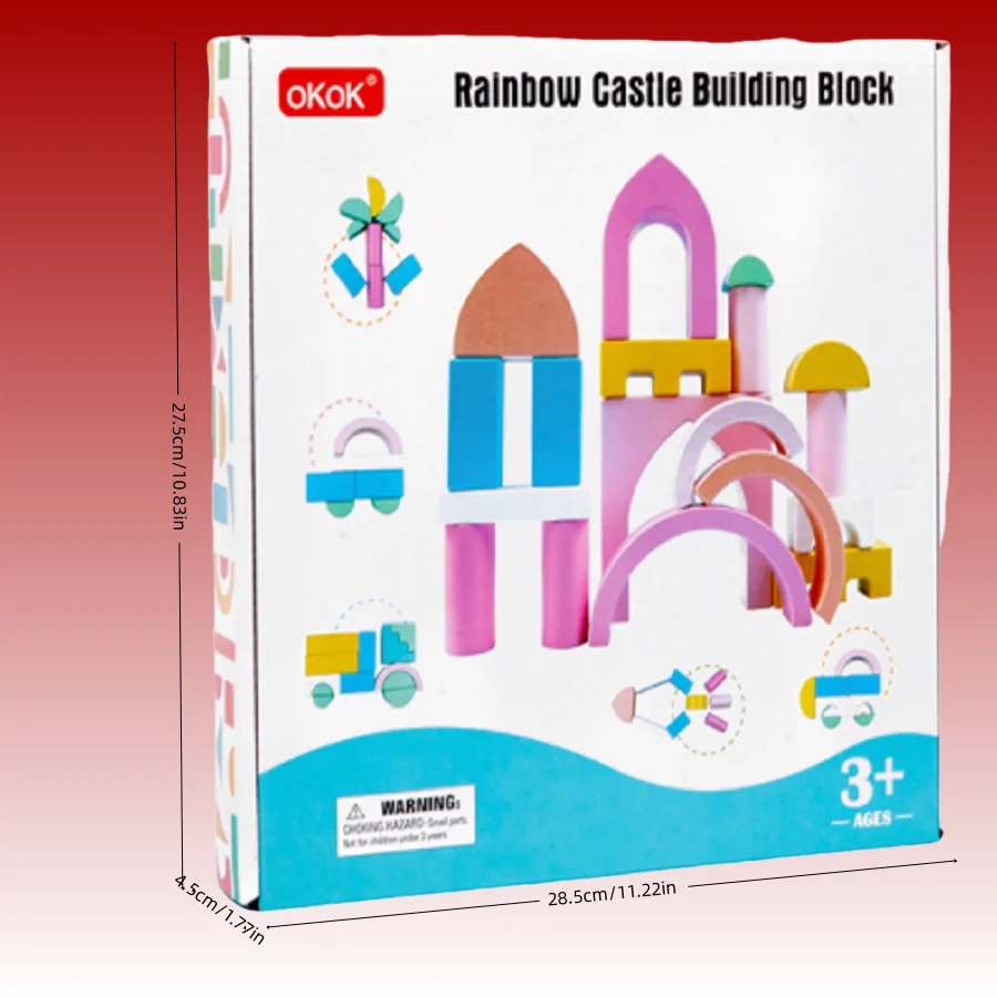 Bloques de arcoíris de madera coloridos, figuras apilables, juguetes apilables, juguetes y regalos de aprendizaje para niños pequeños