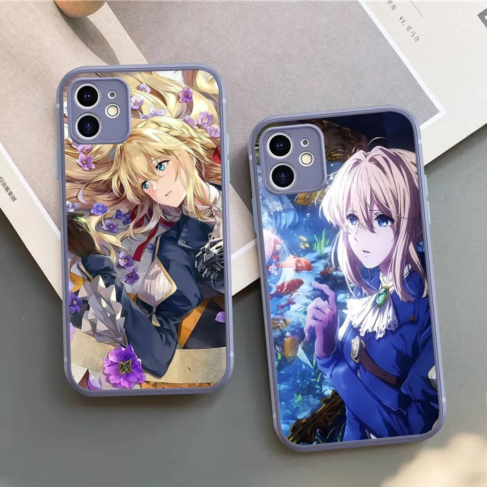 Japanese Novels Violet Evergarden Phone Case For IPhone 14 11 12 13 Mini Pro Max 8 7 Plus X XR XS MAX Translucent Matte Cover