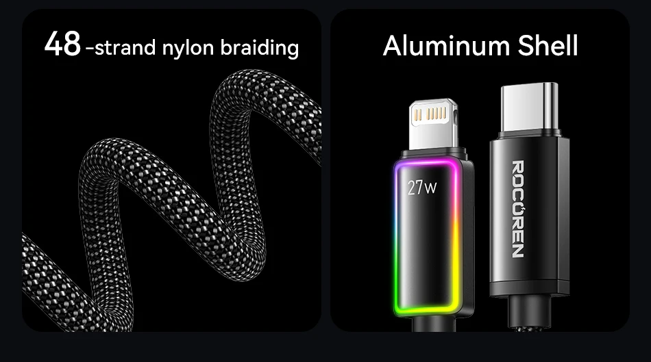 Rocoren PD 27 W USB-C-Beleuchtungsdatenkabel für iPhone 14 13 12 11 Pro Max Schnellladung 2,4 A USB2.0-Datenkabel für iPad Pro Wire – Detail 18