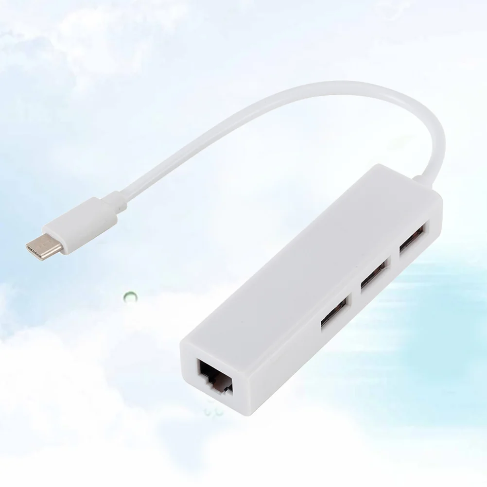 

USB 31 Type C to 10/100Mbps Network Adapter External Network Ethernet LAN Adapter 3 USB Ports for Notebook Laptop (White)