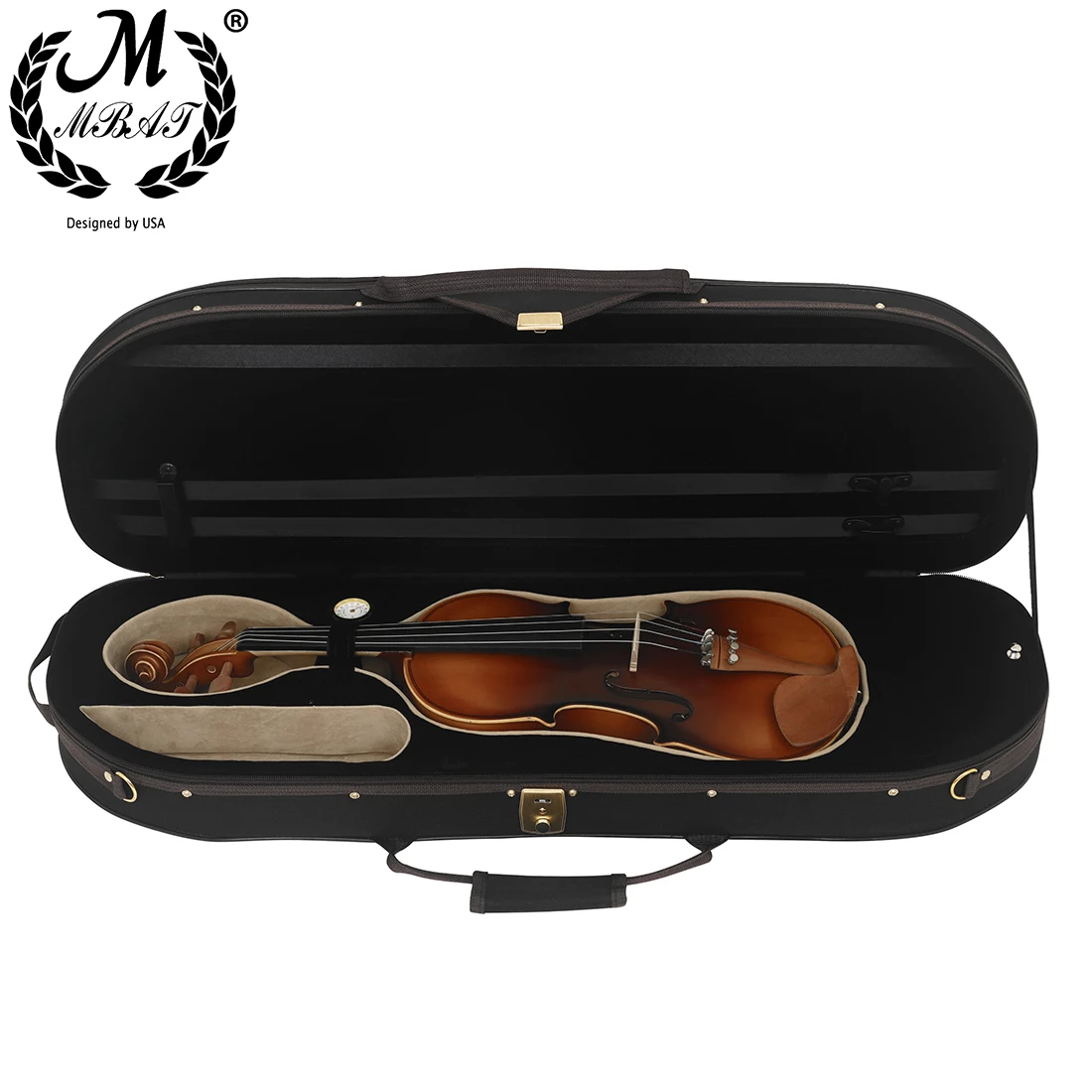 

M MBAT 4/4 Violin Case With Hygrometer Metal Lock Large Storage Box Shoulder Strap Canvas Flannel Violin Box Parts Accessories