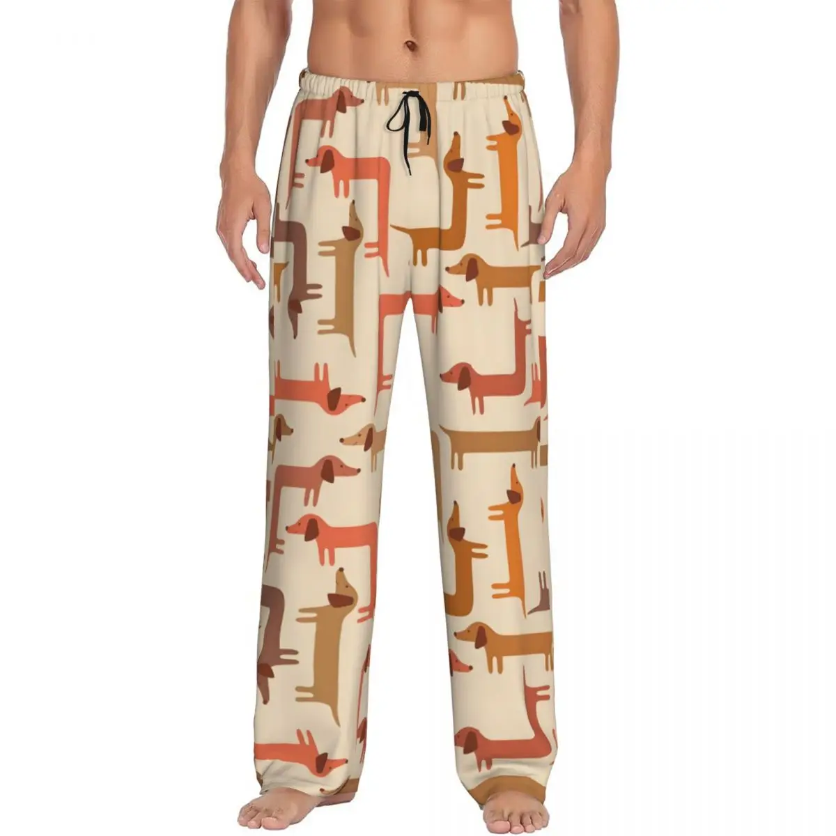 

Custom Dachshund Dog Pajama Pants Sleepwear Men Elastic Waistband Sausage Dogs Sleep Lounge Bottoms with Pockets
