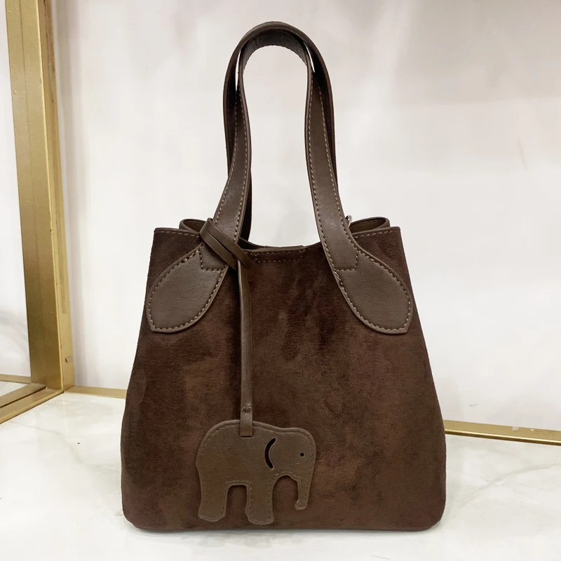 

Винтажные маленькие сумки-ведра из искусственного меха для женщин. Роскошная дизайнерская сумка и кошелек. Новинка 2023 года с верхней ручкой и внутренним карманом на плечо.