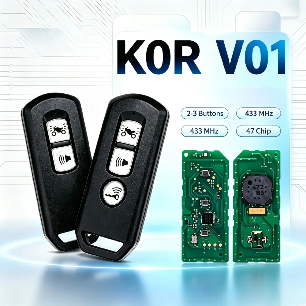 K0R-V01 2/3 Buttons Motorcycle Smart Key Fob ID47 Chip 433MHz Replacement Keyless Remote For Honda Motorbike Scooter