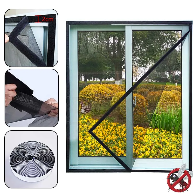 Black Window Mosquito Net Summer Screen Supports Customized Sizes is Detachable and Can washable Prevent Mosquitoes and Insects