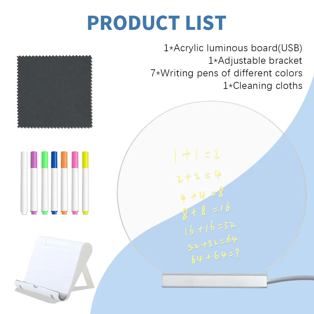 خربش إضاءة مزخرفة لسطح المكتب، لوحة رسم خربش قابلة للمسح، إضاءة محيطة، حامل عرض سطح المكتب #6