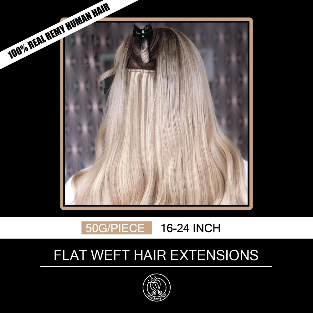 Fairy Remy Hair Flat Silk Weft Sew In Real European Straight Human Hair Weave 16-24 Inch PU Wefts Hair Extensions 50g/piece