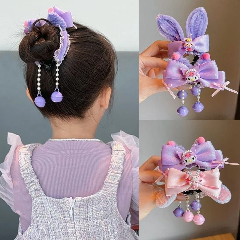 

KawaiSanrio Cartoon Anime Character Kulomi My melody Cute Hairpin Girls Bulls Hair Bun Artifact Girls Hair Accessories Wholesale