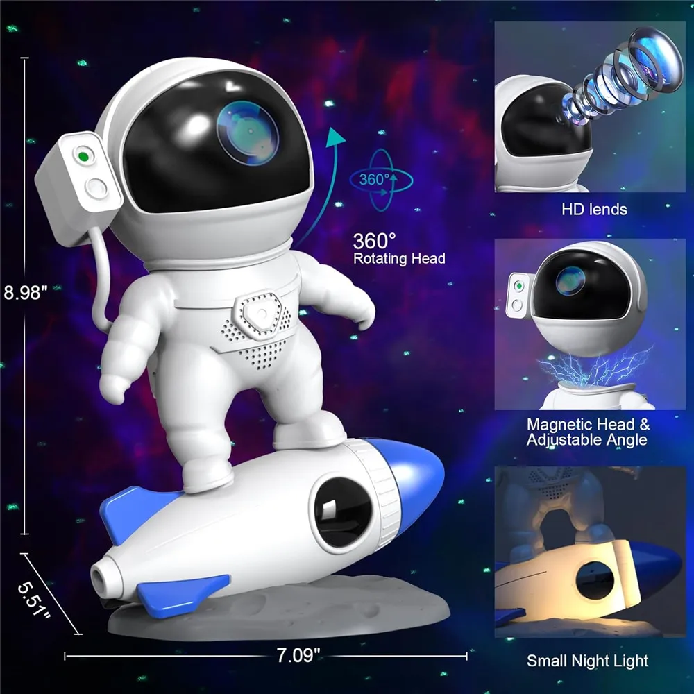 Kids Gift Astronaut Star Projector Night Light with Remote Control 360 Adjustable Design Bedroom Nebula Galaxy Projector Lights