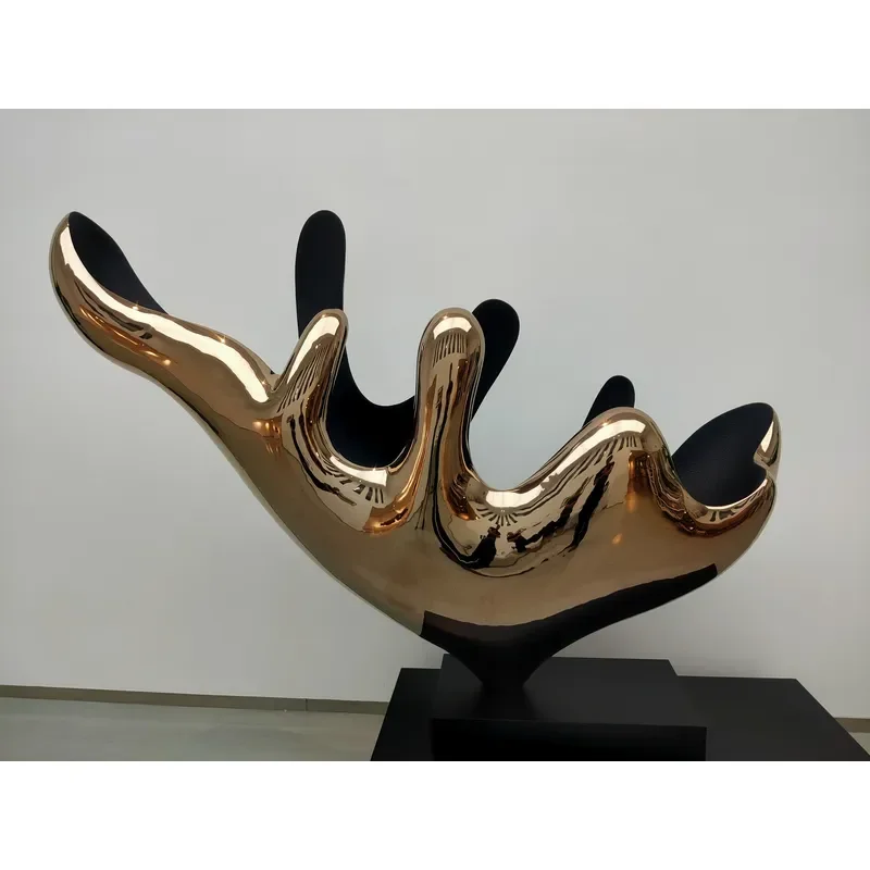 Stainless steel rose gold plated matte black office art dining table sculpture decoration
