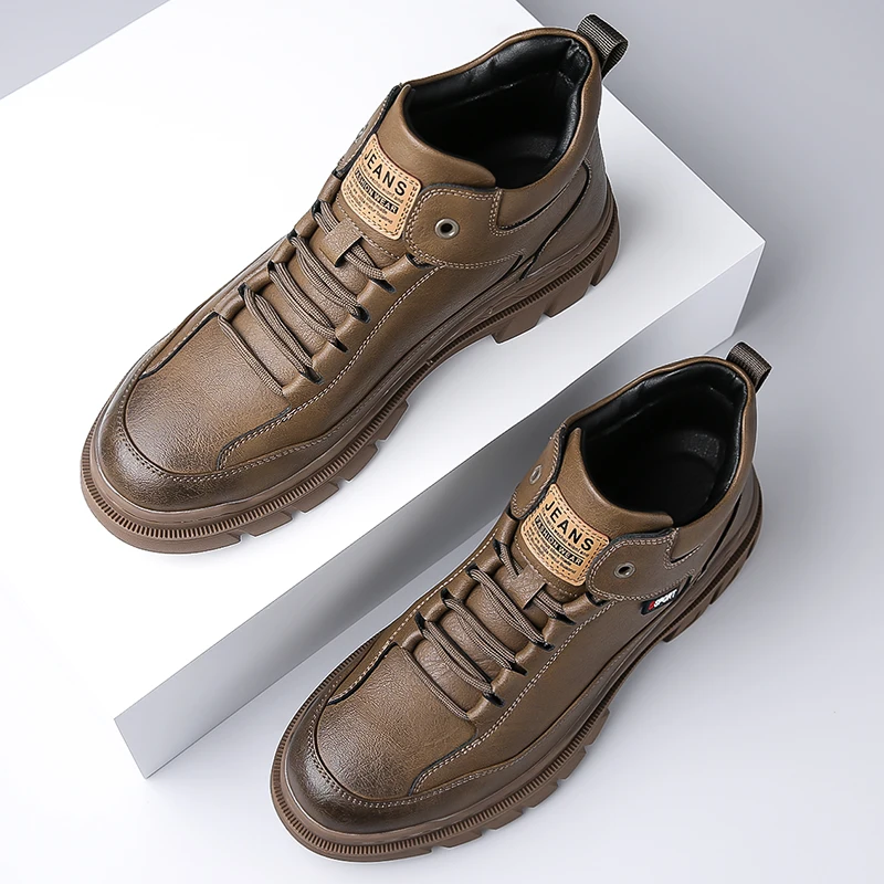 

Men's Casual Shoes Spring Autumn Depressurized Breathable Lacefree Leather Shoes Super soft and wear-resistant Men's Board Shoes