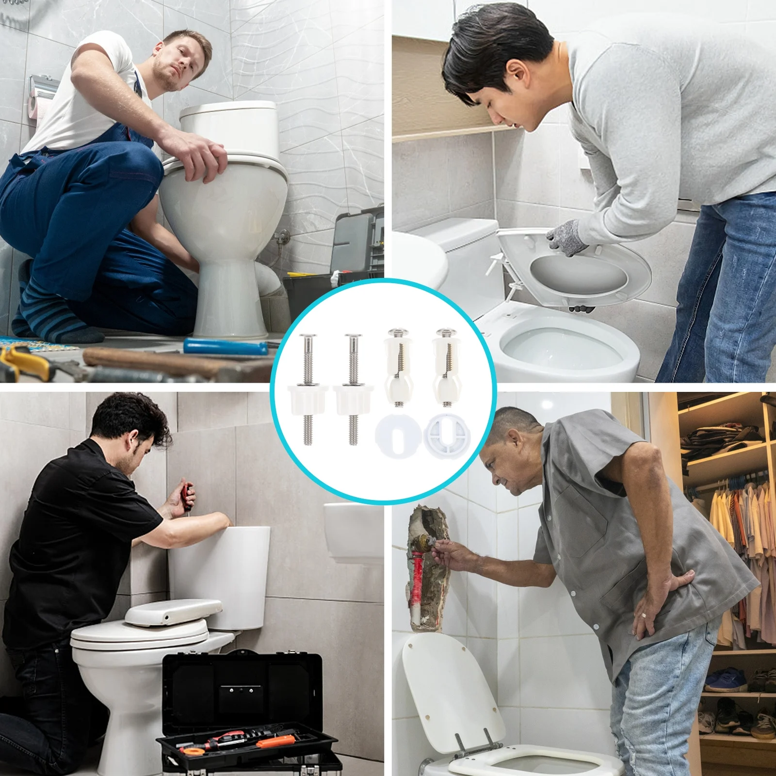 

1 set Toilet Seat Fixing Bolts Stainless Steel Rust Resistant For Toilet Lid Cover Replacement Hardware Accessory