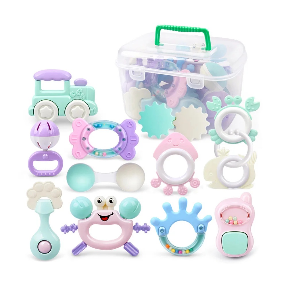 12 Piezas de Mordedores con Sonajero para Bebés, Alivio de Molestias Molares, Masajeador de Encías Calmante, Seguro para Bebés y Niños Pequeños, Fácil de Limpiar