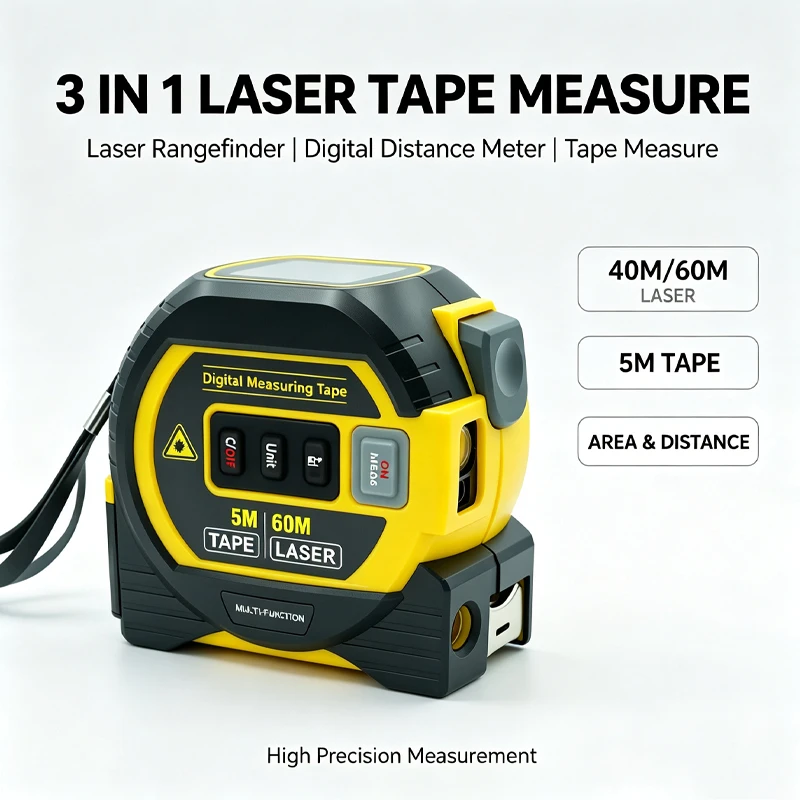 Laser Tape Measure Meter Building Measurement Device 3in1 Laser Rangefinder 5M Tape 40M Laser Measure with LCD Digital display